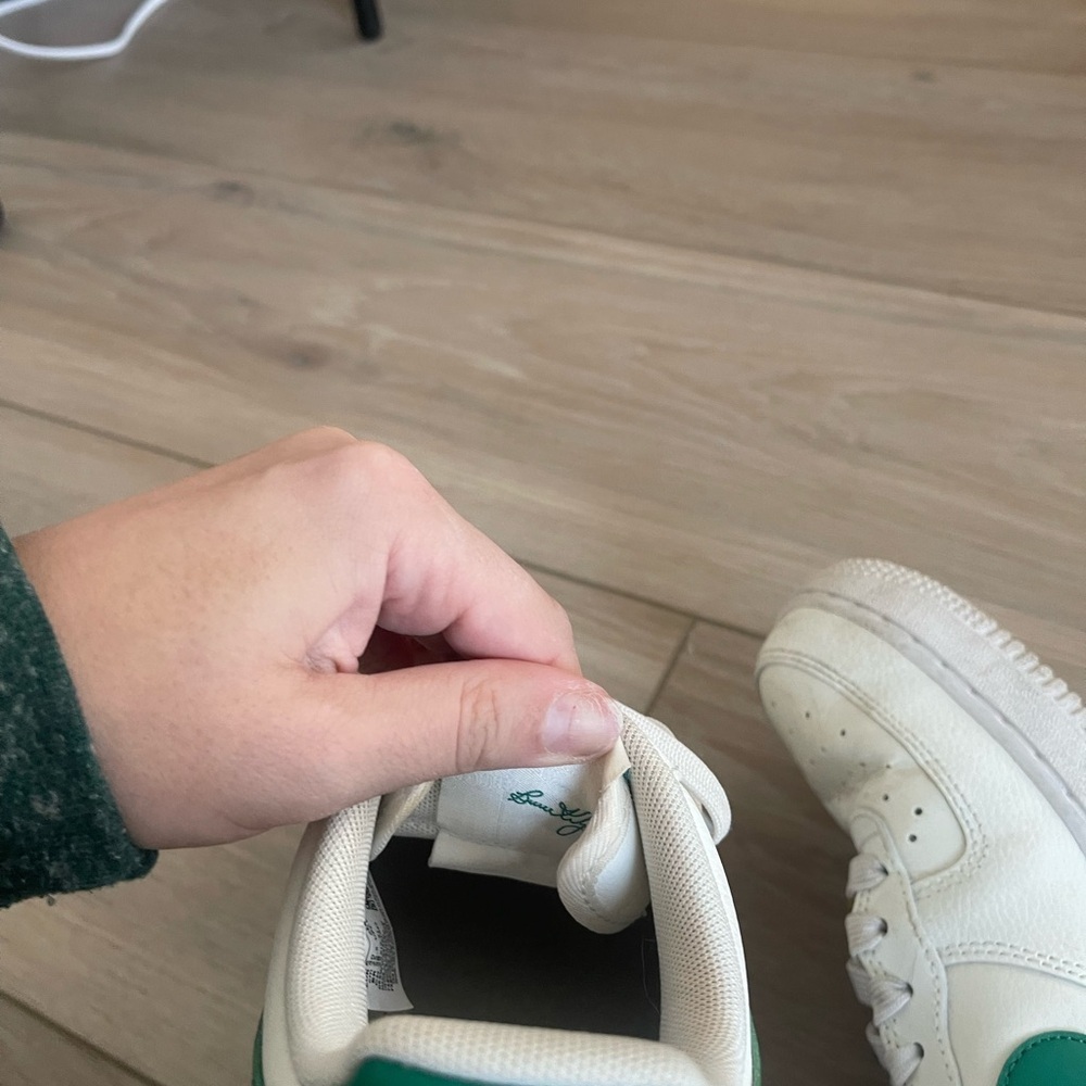 Nike Air Force 1 ‘07s White Sneakers with Green 40th Anniversary - Picture 7 of 8